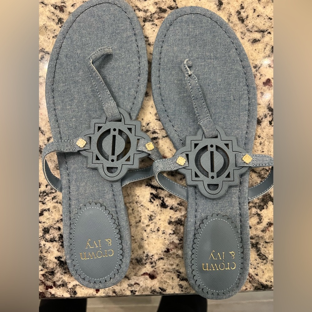 Brand new denim crown and Ivy sandals.  They have never been worn!